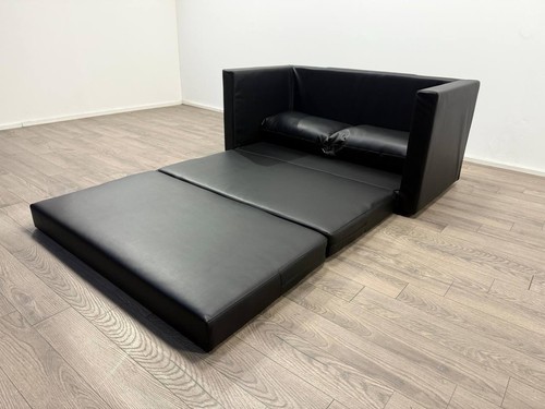 Lucy black faux leather sofa - black,