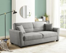 3 Seater Sofa Bed Grey Fabric