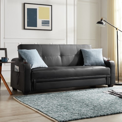 Three seater faux - leather, sofa